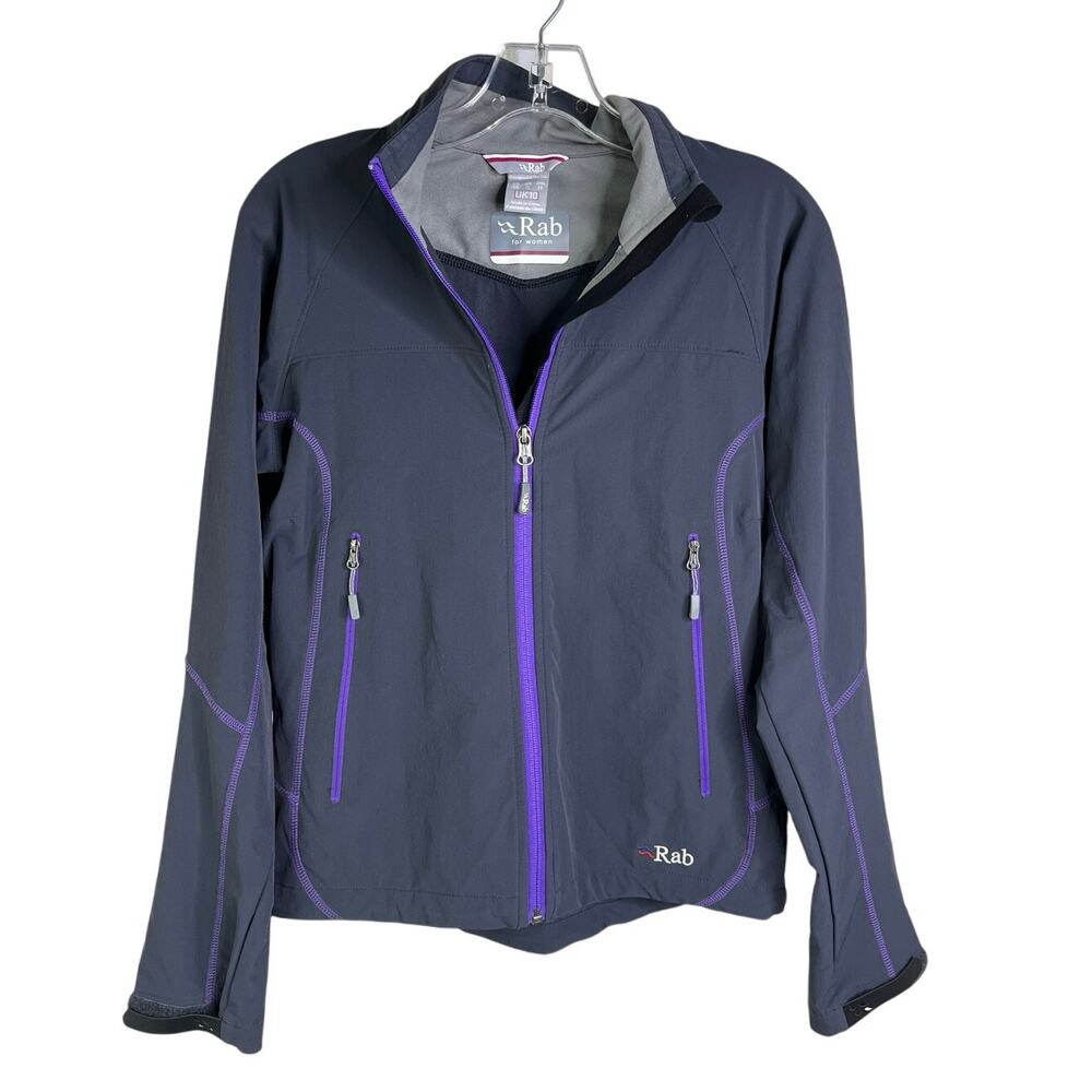 Rab Sawtooth Jacket Women S Gray Softshell Full Zip Windbreaker Outdoorsy Hiking
